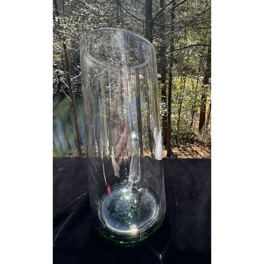 Yagermeister Glass Slanted Water Pitcher Green Weighted Base Etched Stag A1